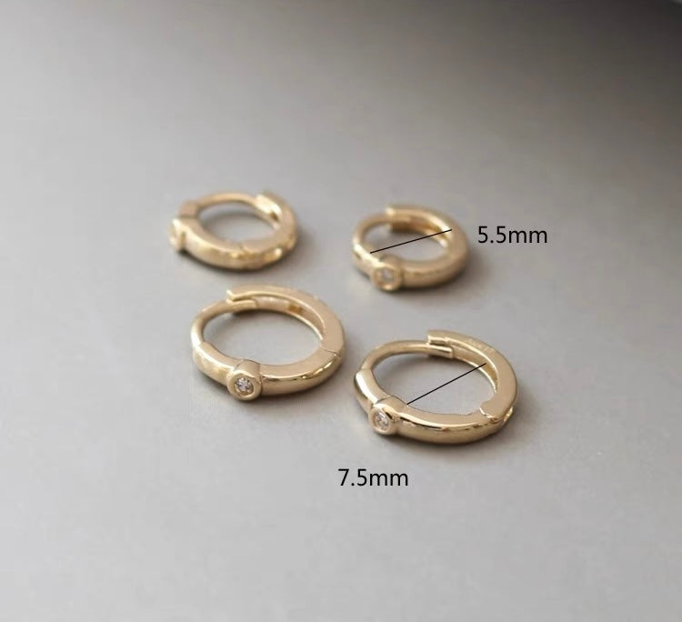 Mini Bezel Huggie Hoops