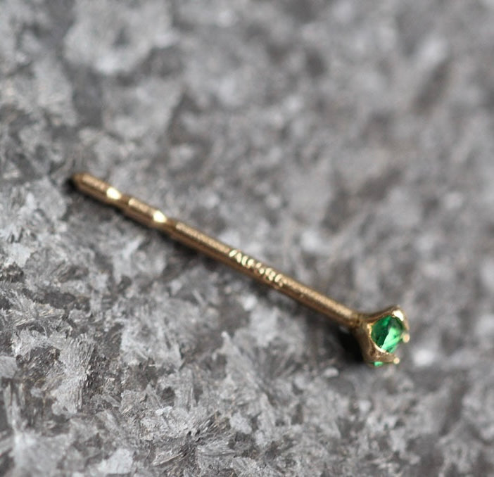 Slimline Emerald Pin Stud Earrings