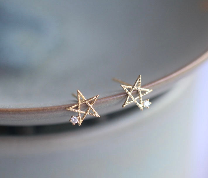 Twisted Gem Star Stud Earrings