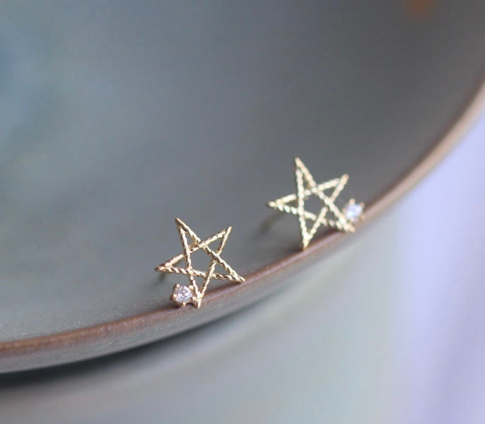 Twisted Gem Star Stud Earrings