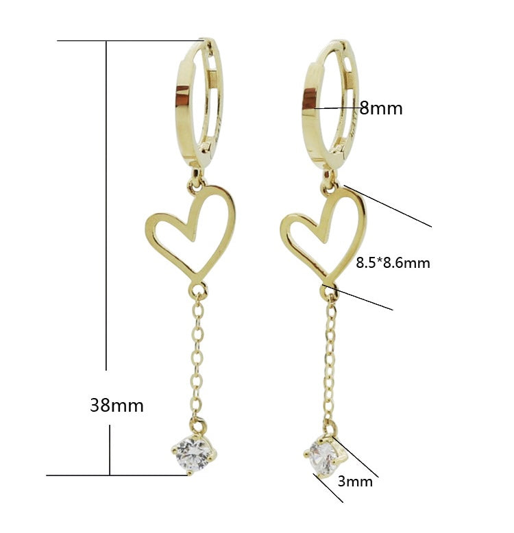 Love Heart & Chain Gem Huggie Hoops