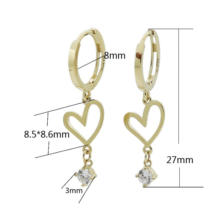 Love Heart & Chain Gem Huggie Hoops