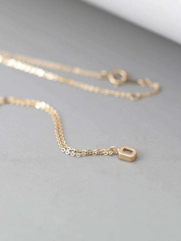 Cubed Oval Solitaire Necklace