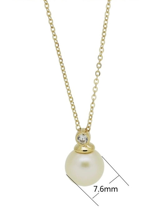 Bezel Hanging Pearl Necklace