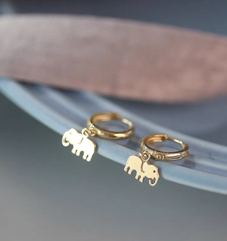 Safari Elephant Huggie Hoops