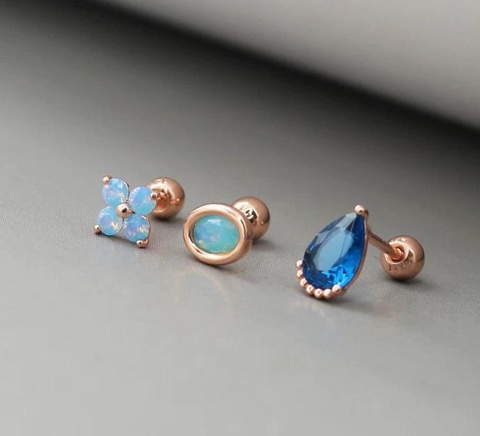 Trio Aria Blue Stud Earrings