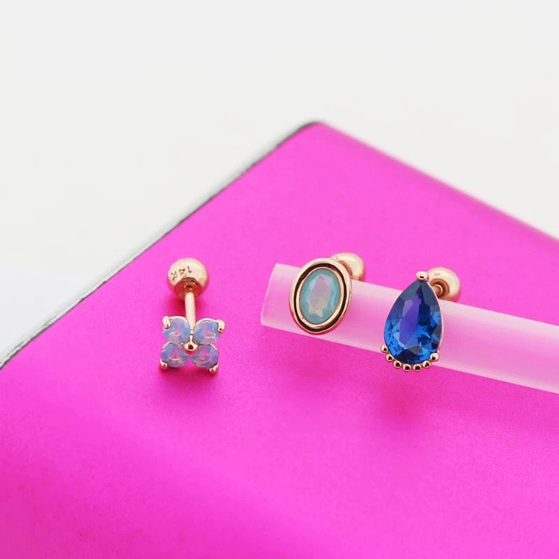 Trio Aria Blue Stud Earrings