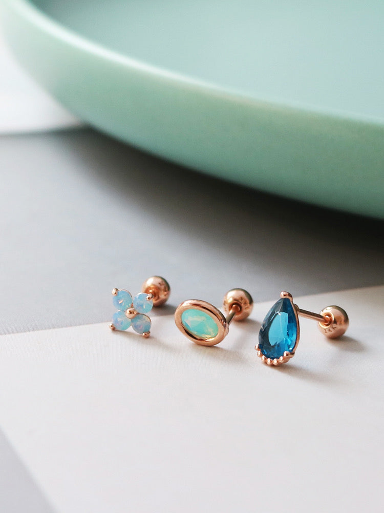 Trio Aria Blue Stud Earrings