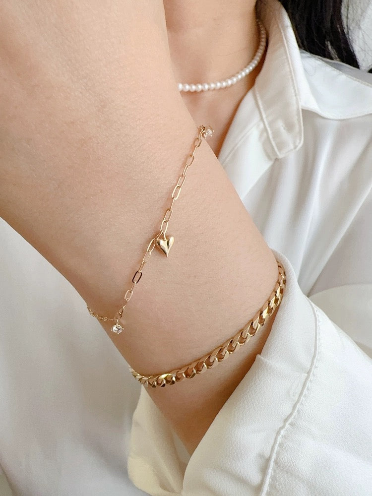 Asymmetric Dagger Heart Bracelet