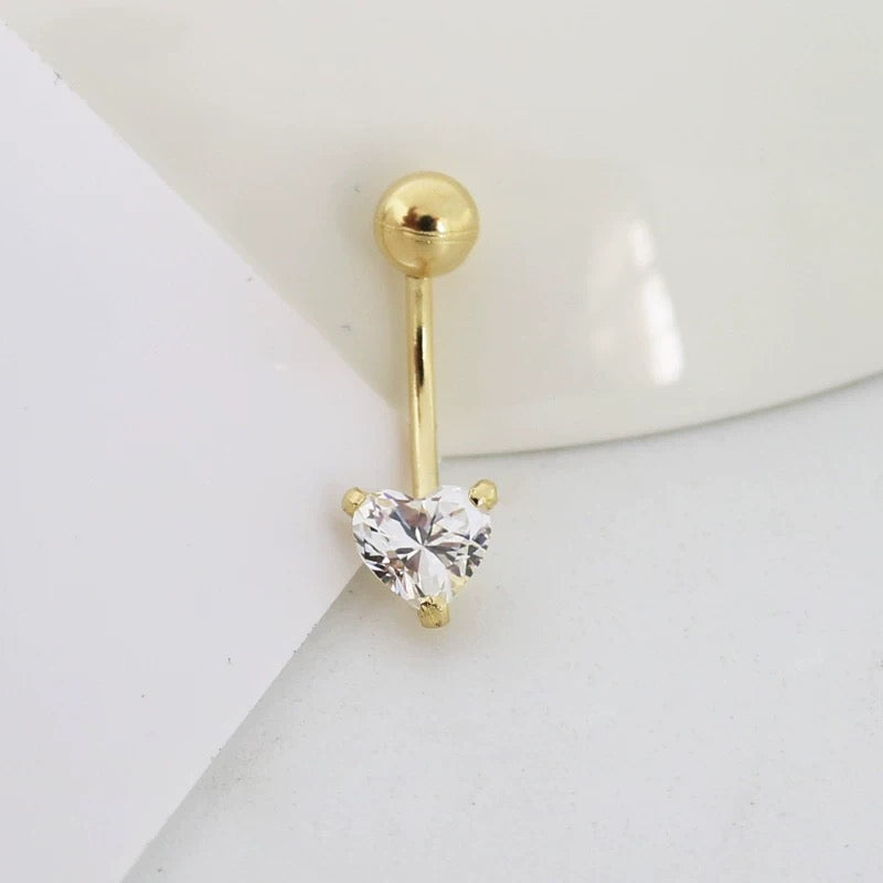 Moissanite Heart Navel Bar Ring