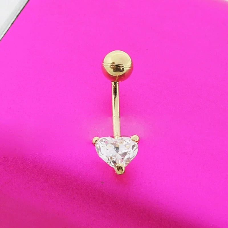 Moissanite Heart Navel Bar Ring