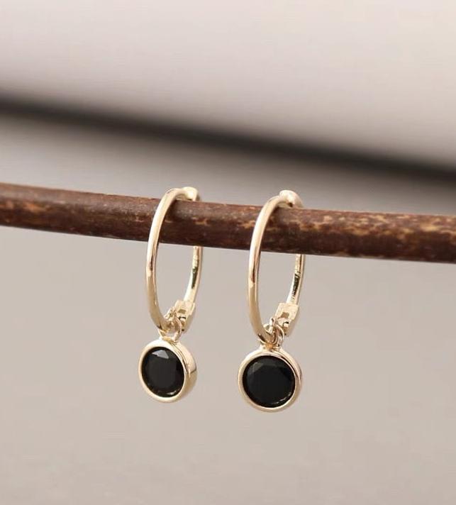 Clara Bezel Charm Hoop Earrings