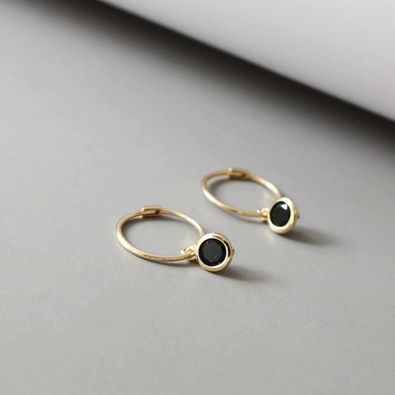 Clara Bezel Charm Hoop Earrings