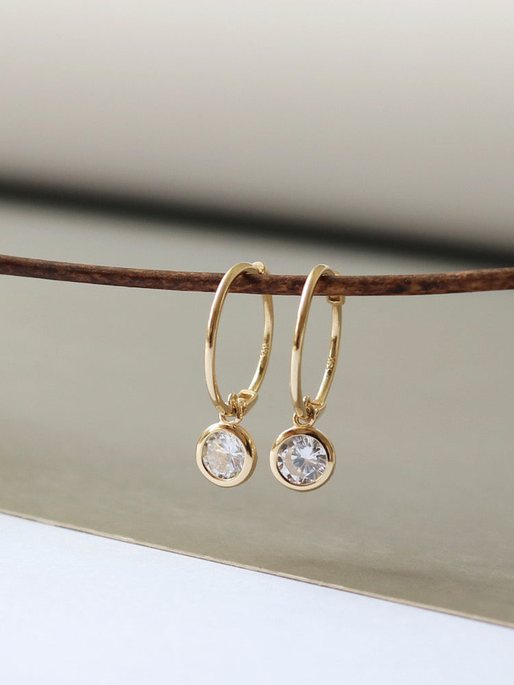 Clara Bezel Charm Hoop Earrings