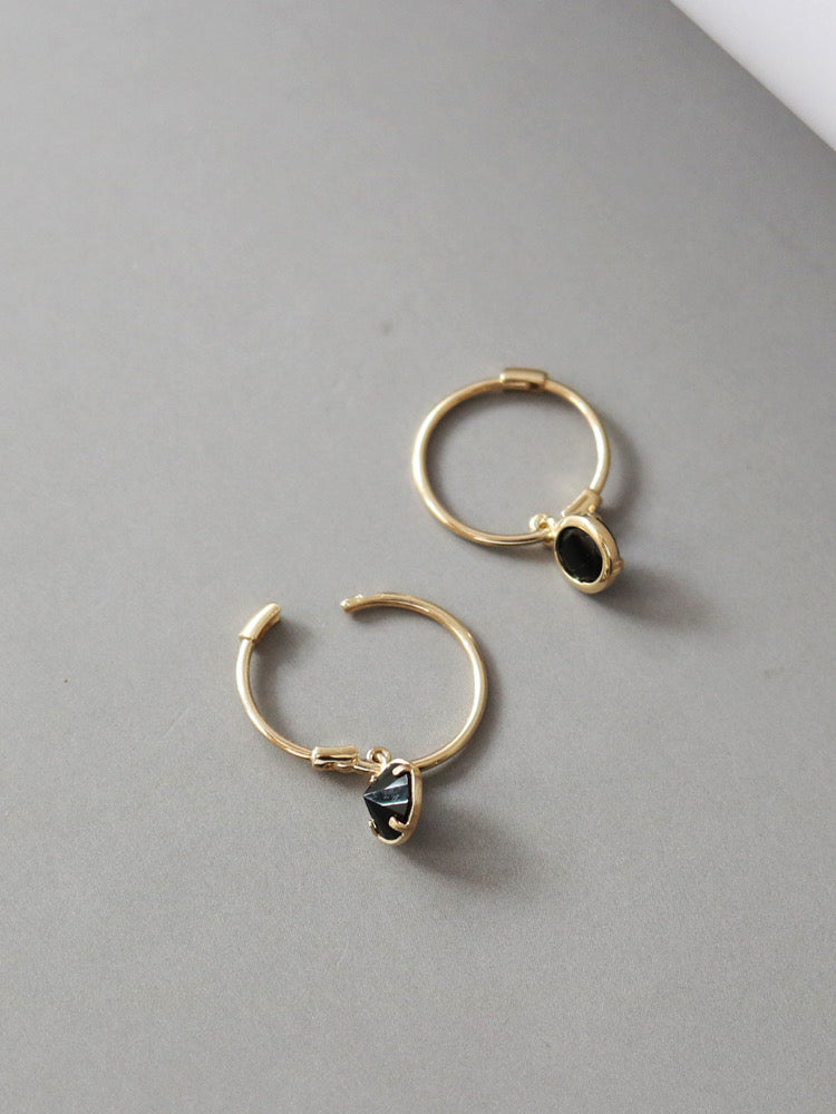 Clara Bezel Charm Hoop Earrings