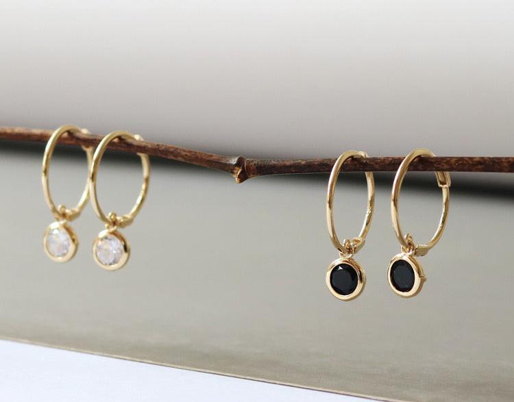 Clara Bezel Charm Hoop Earrings