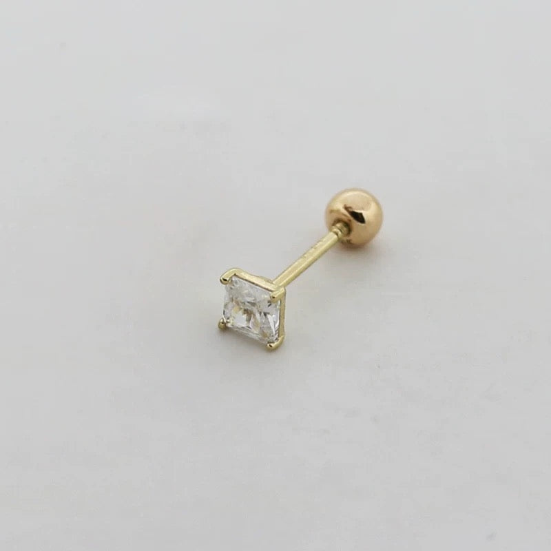 Four Claw Square Gem Stud Earrings