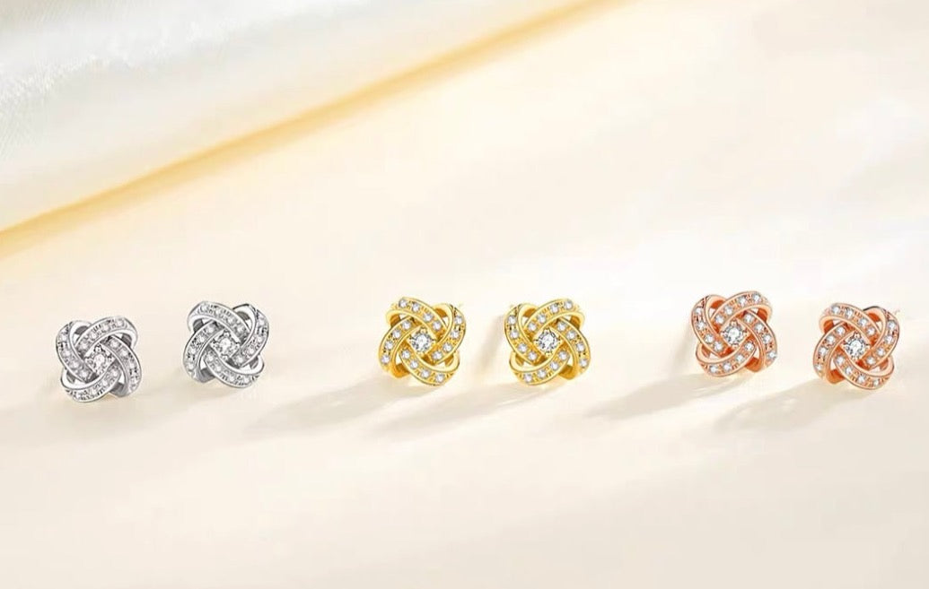 Zircon Diamond Swirl Stud Earrings