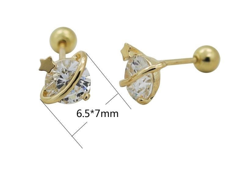 Saturn Solitaire Stud Earrings