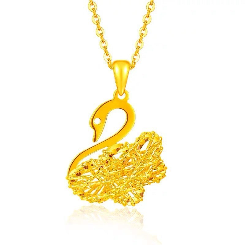 Spiral Swan Charm Necklace