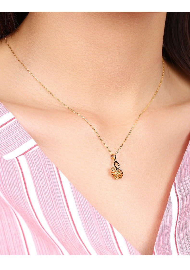 Spiral Swan Charm Necklace