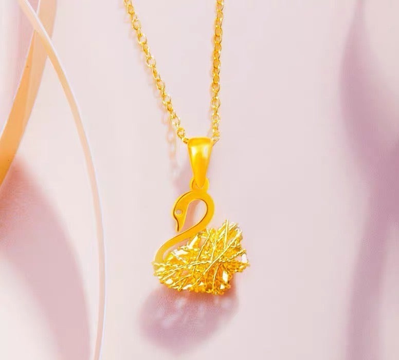 Spiral Swan Charm Necklace