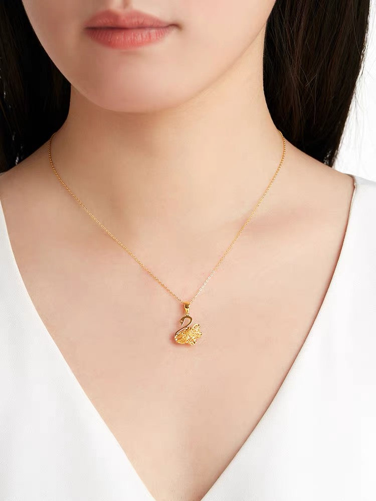 Spiral Swan Charm Necklace