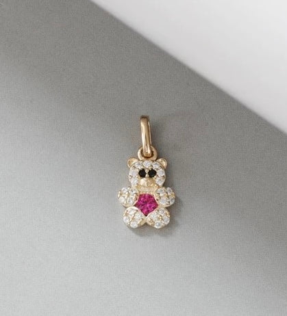 Glam Solitaire Bear Charm Pendant