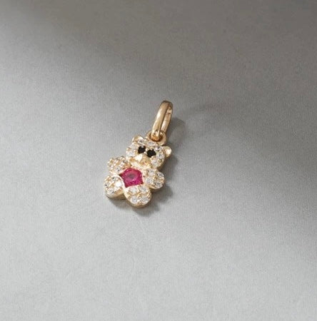 Glam Solitaire Bear Charm Pendant