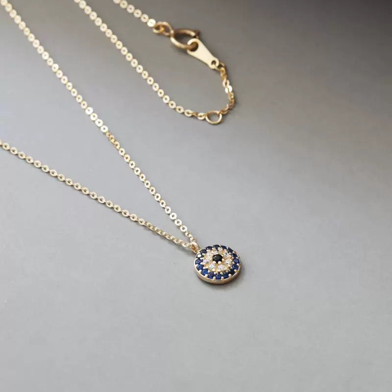 Evil Eye Round Charm Necklace