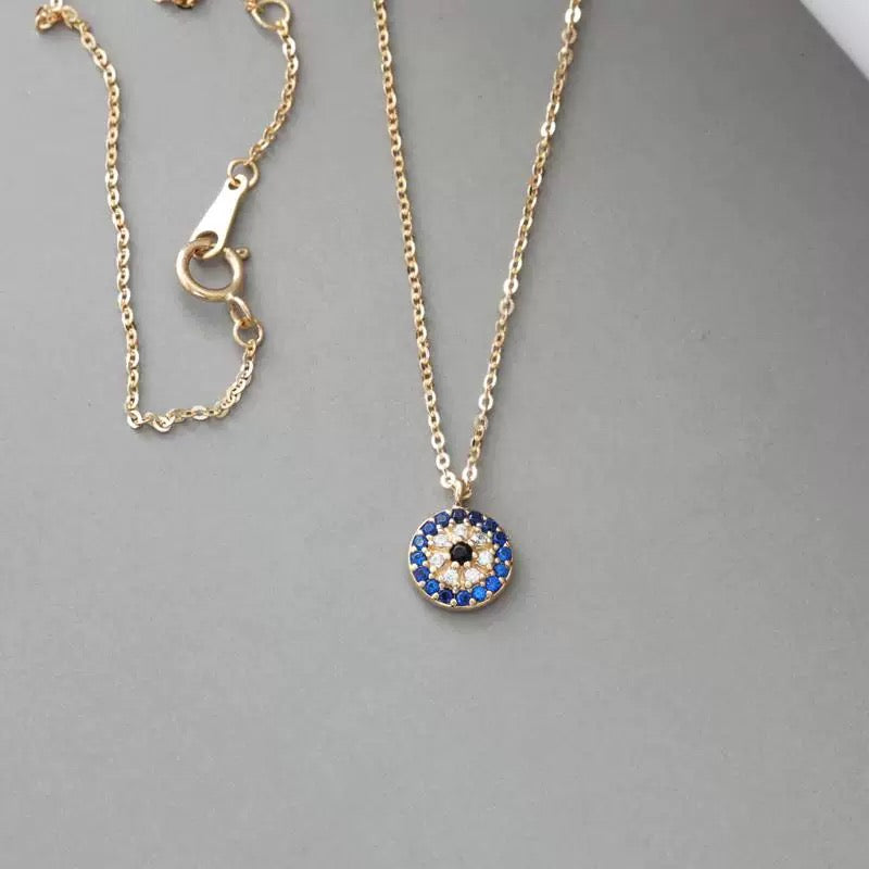 Evil Eye Round Charm Necklace