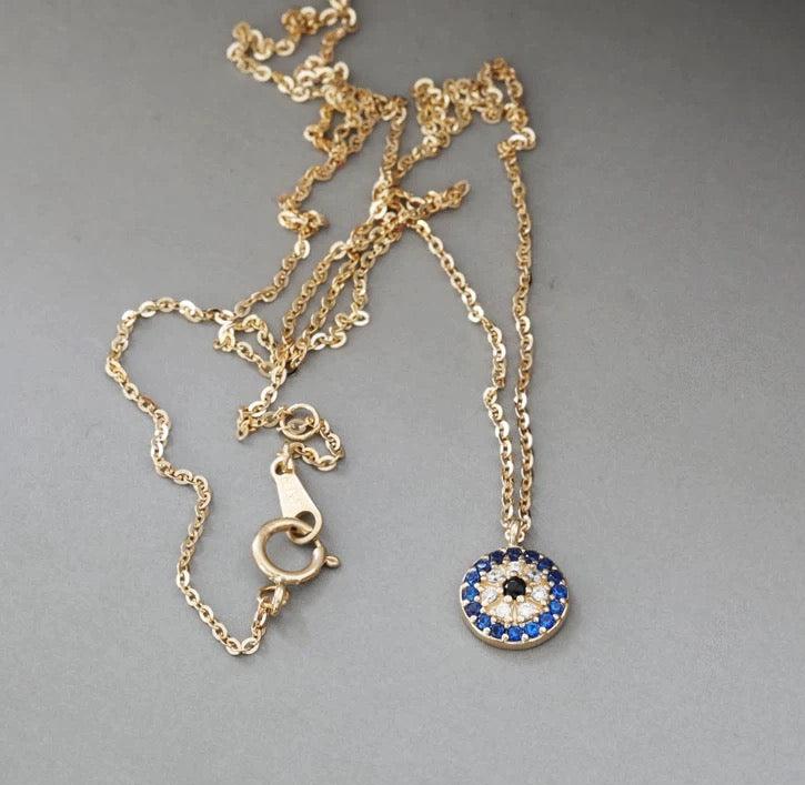 Evil Eye Round Charm Necklace