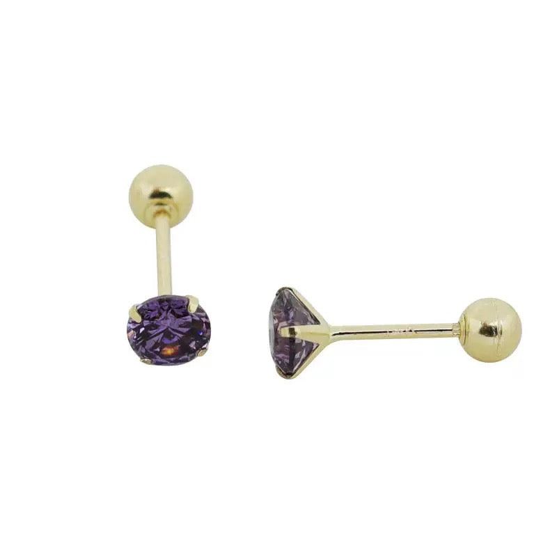 Four Claw Purple Gem Stud Earrings