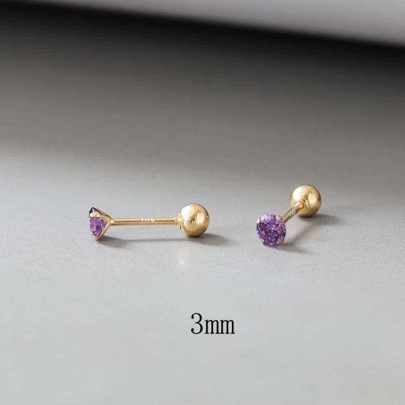 Four Claw Purple Gem Stud Earrings