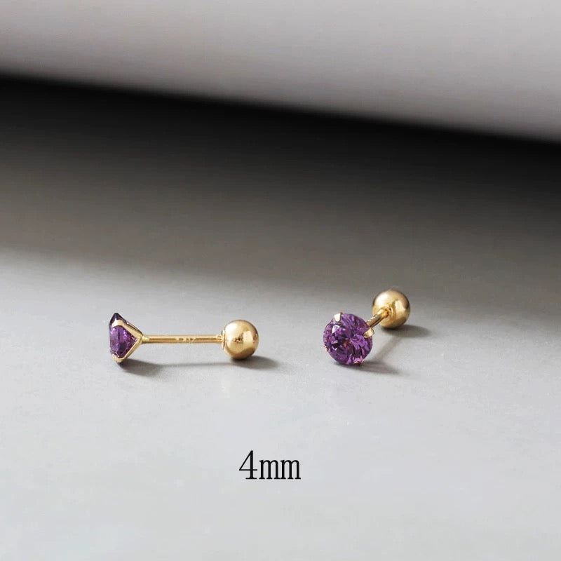 Four Claw Purple Gem Stud Earrings