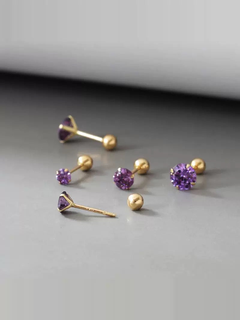 Four Claw Purple Gem Stud Earrings