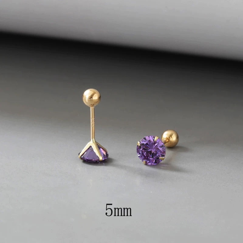 Four Claw Purple Gem Stud Earrings