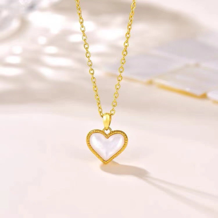 Beaming Beaded Heart Charm Necklace