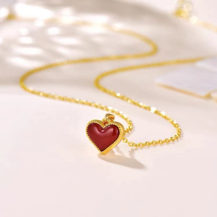 Beaming Beaded Heart Charm Necklace