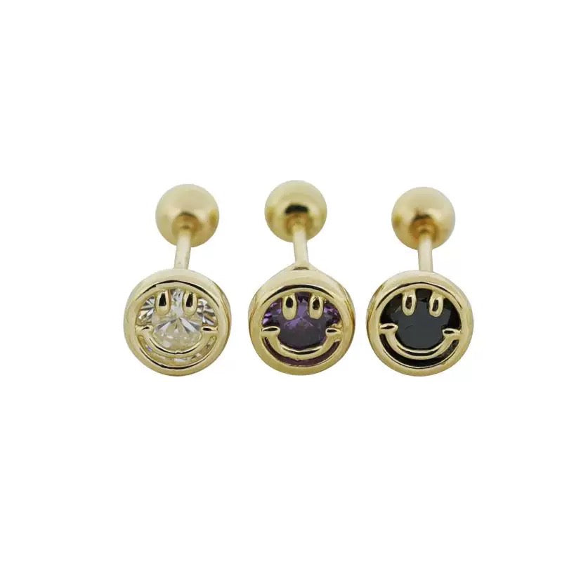 Smile Face Bezel Stud Earrings