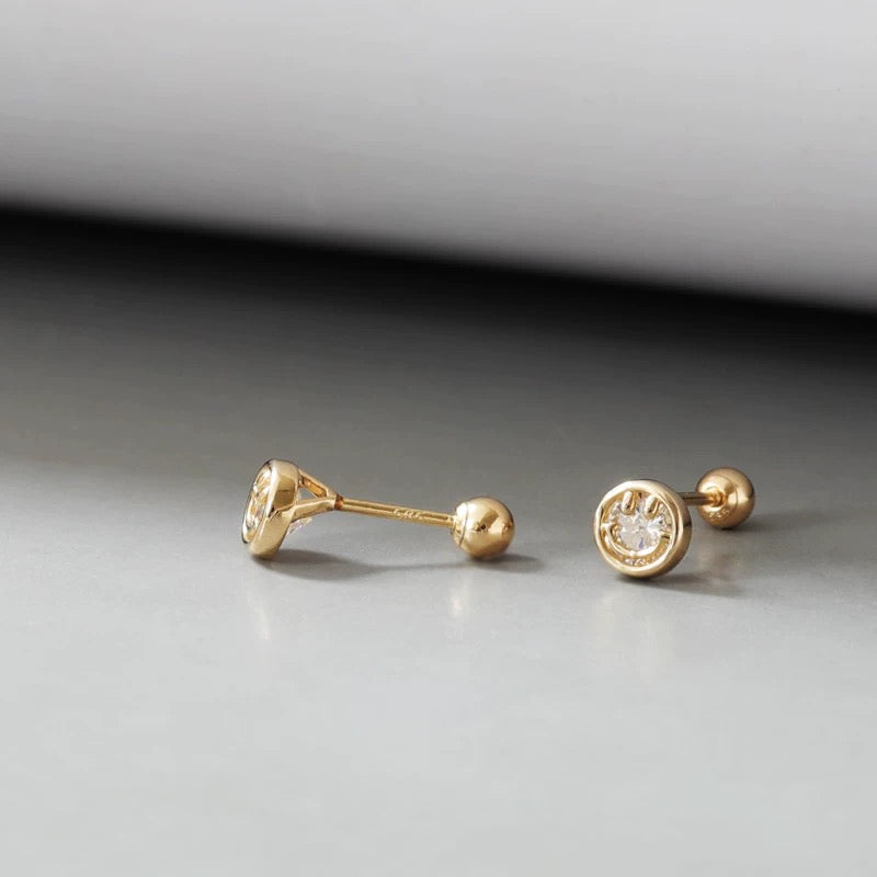 Smile Face Bezel Stud Earrings