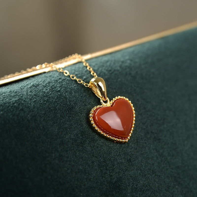 Beaming Beaded Heart Charm Necklace