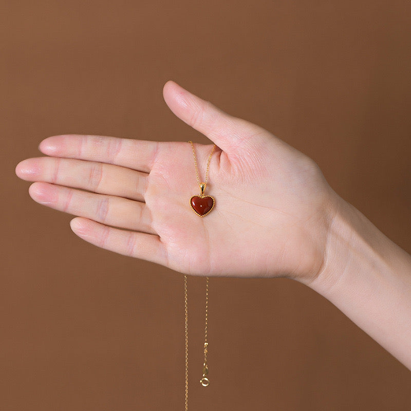 Beaming Beaded Heart Charm Necklace