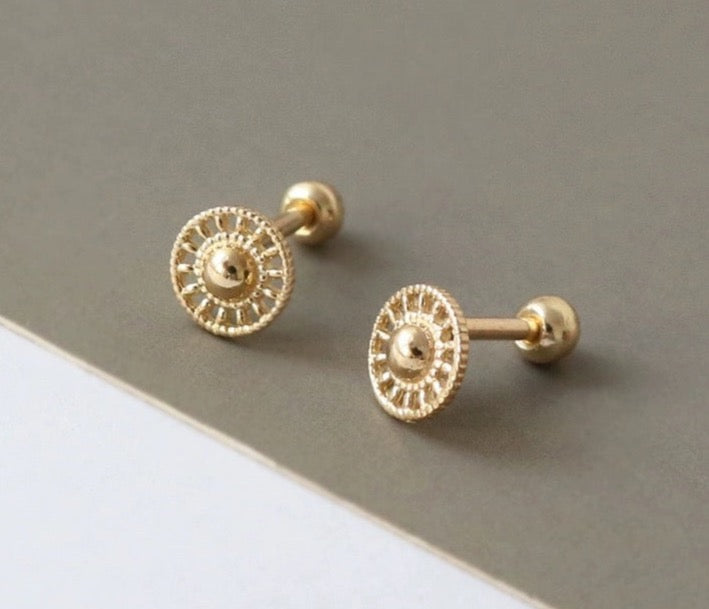 Beaded Shield Wheel Stud Earrings