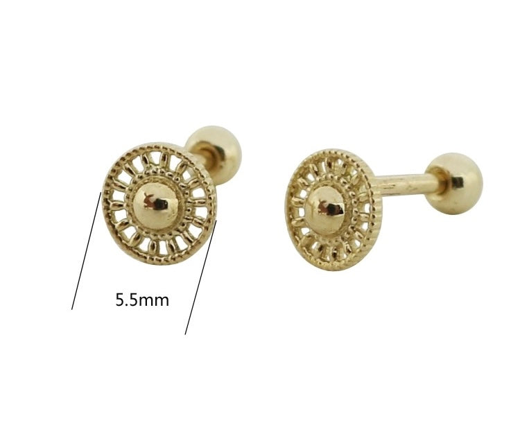 Beaded Shield Wheel Stud Earrings