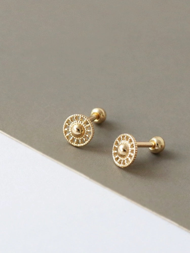 Beaded Shield Wheel Stud Earrings