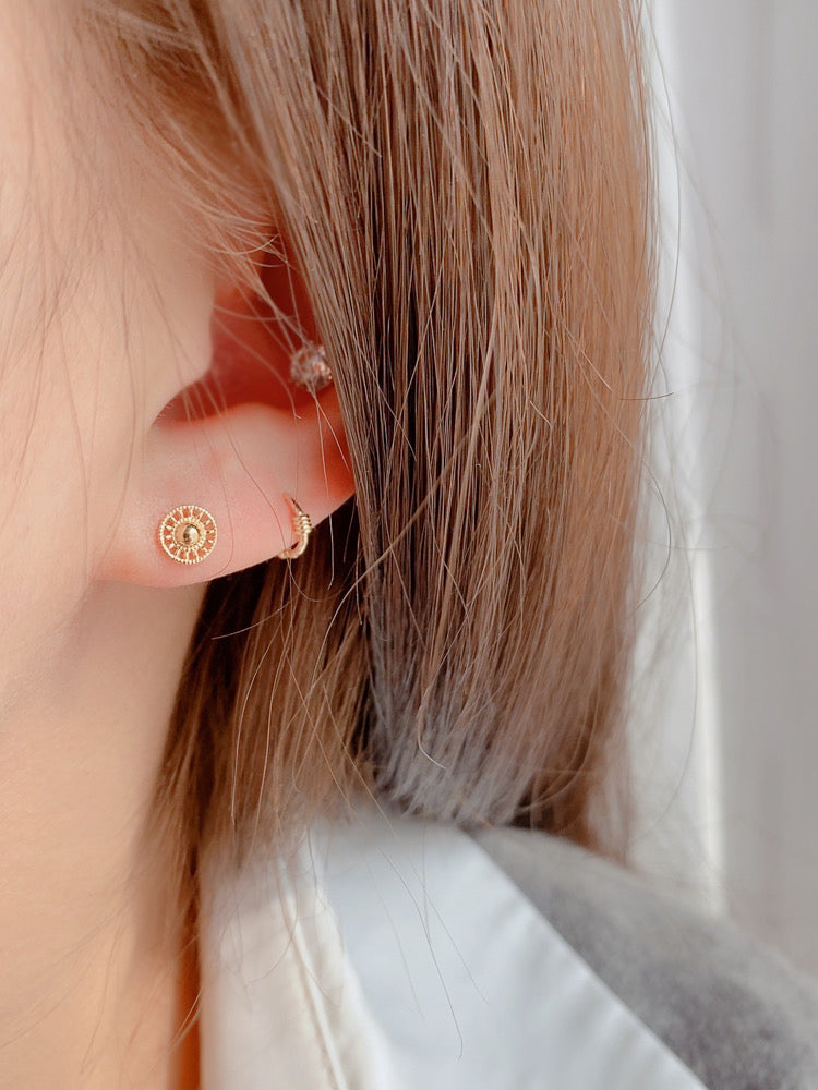 Beaded Shield Wheel Stud Earrings