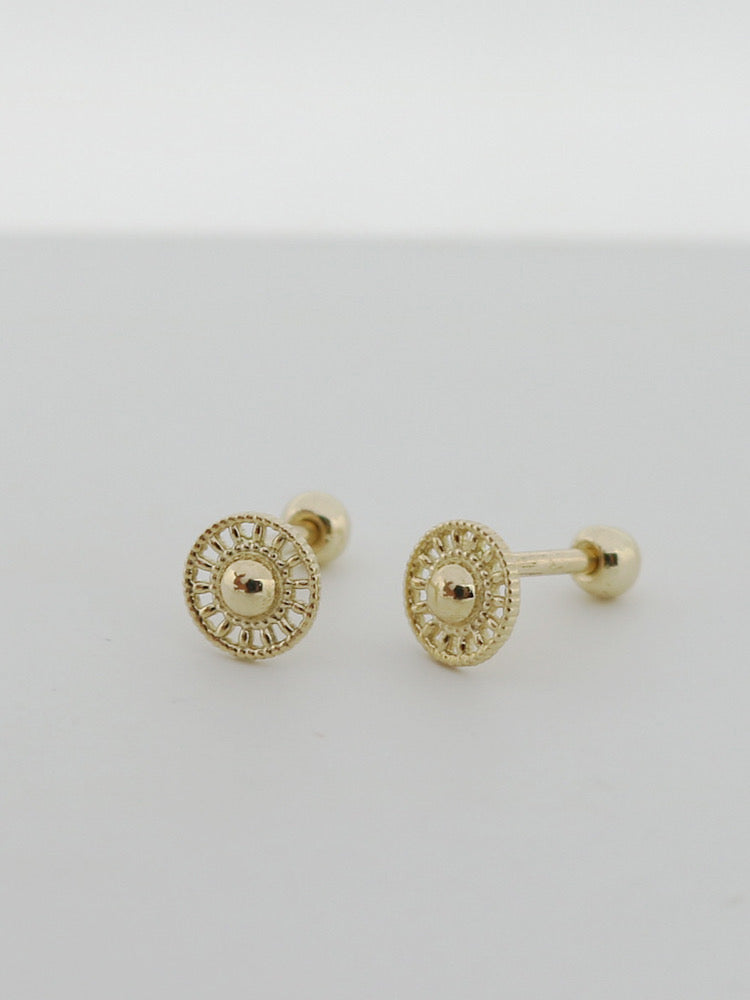 Beaded Shield Wheel Stud Earrings