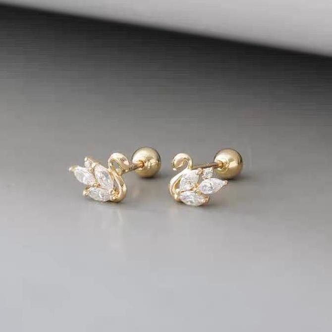 Moissanite Swans Stud Earrings