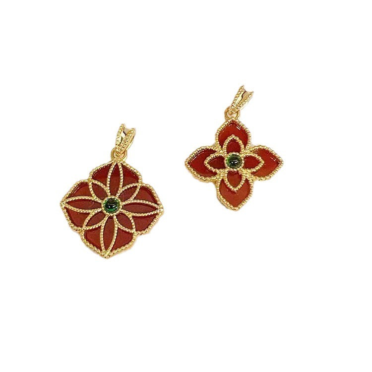 Trinity Ruby Flower Charm Pendant